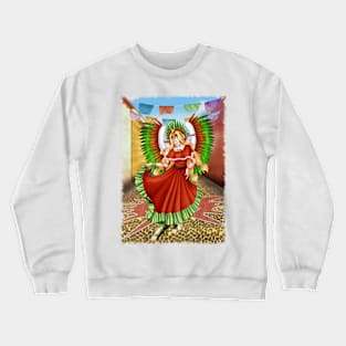 Christmas Quetzalcoatl Dress Tecnica Mask Background Jagged Crewneck Sweatshirt